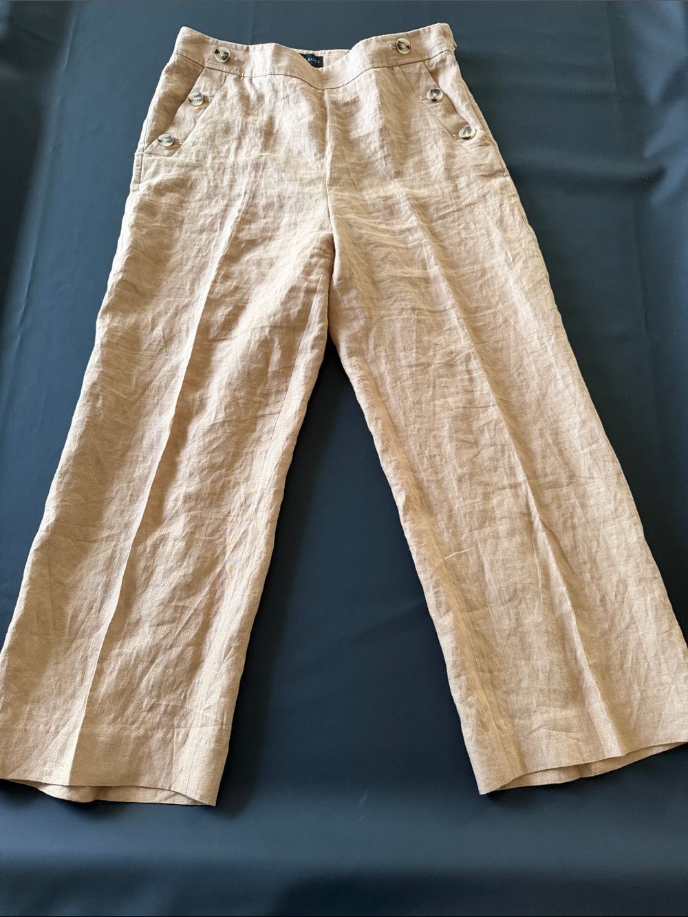Women’s ' Wide-Leg Linen Blend Pants in Light Tan